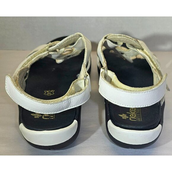 Rieker Womens White Leather Sandals With Adjustable Straps & Ring Detail size 11 - Picture 5 of 13